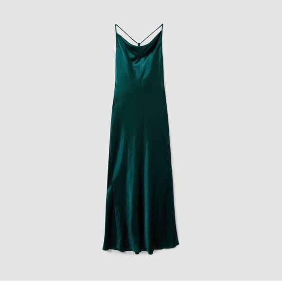 Reiss Deep Emerald Satin Slip Dress - Picture 3 of 6